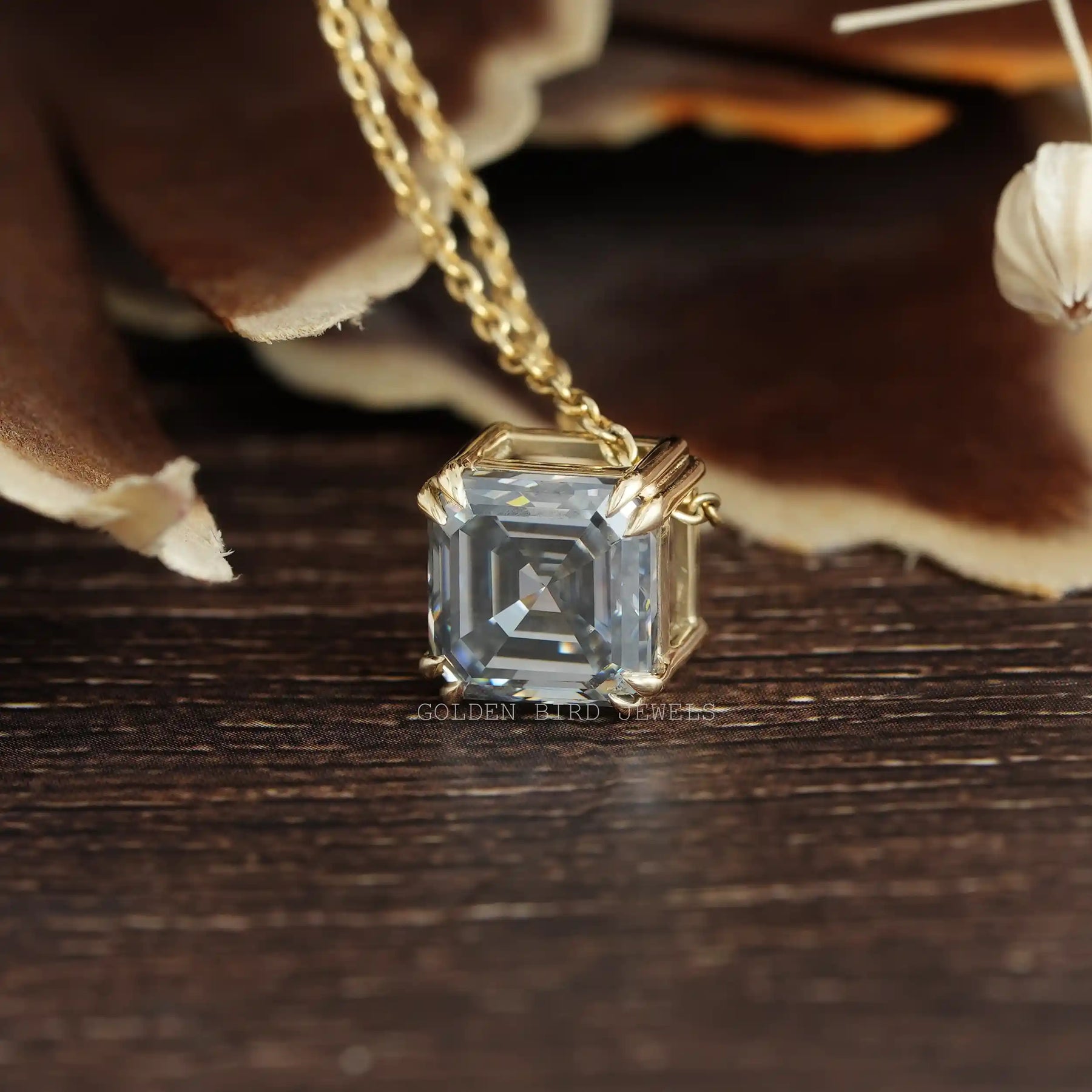 Asscher Cut Diamond Cross Pendant Necklace 001-165-02268 | Hingham Jewelers  | Hingham, MA