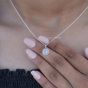 Asscher Cut Lab Diamond Halo Pendant