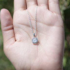 Asscher Cut Lab Diamond Halo Pendant