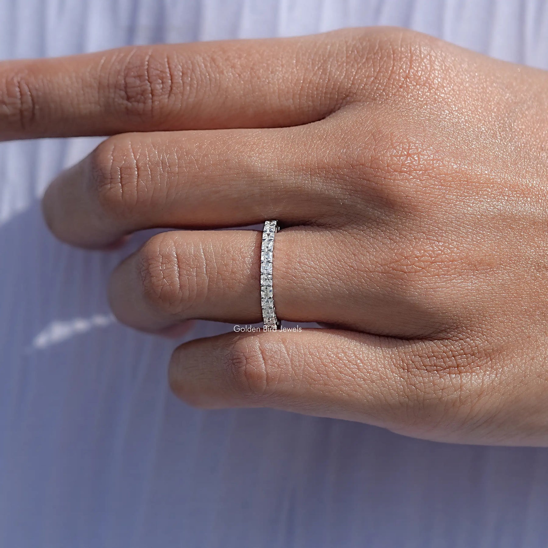 Asscher Moissanite Full Eternity Wedding Band