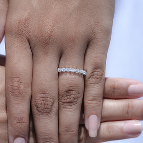 Baguette Cut Moissanite Half Eternity Wedding Band