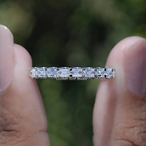 Baguette Cut Moissanite Half Eternity Wedding Band