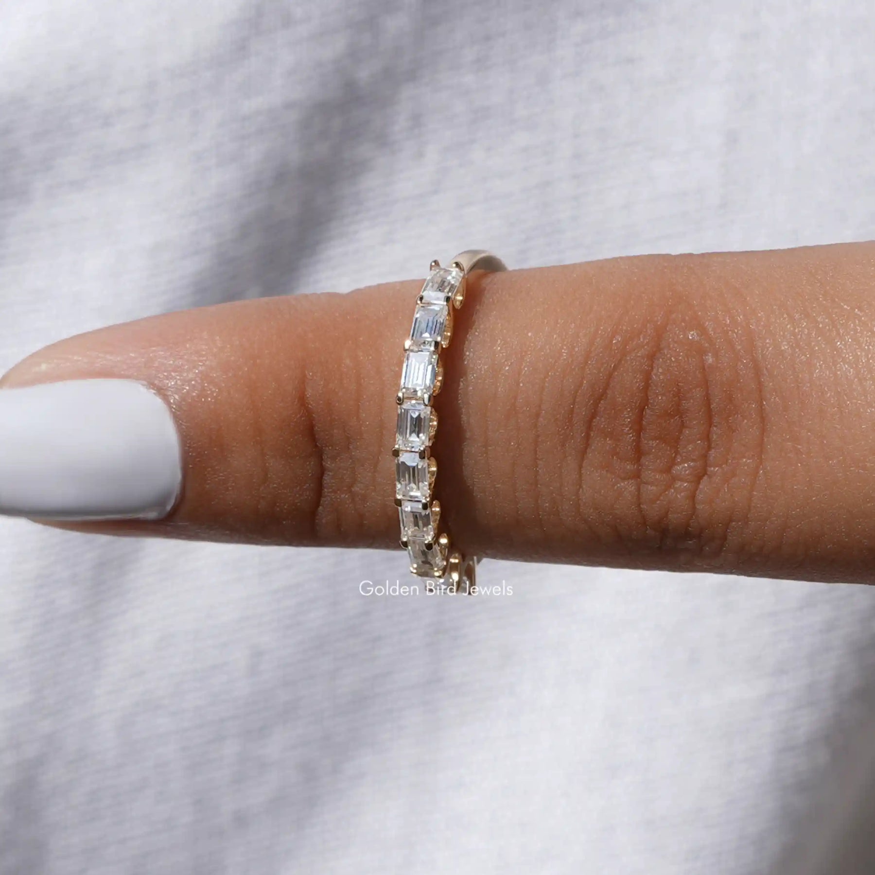 [Prong Set Baguette Cut Moissanite Band]-[Golden Bird Jewels]
