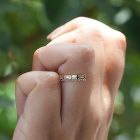 [Moissanite Baguette Band Set In Yellow Gold]-[Golden Bird  Jewels]