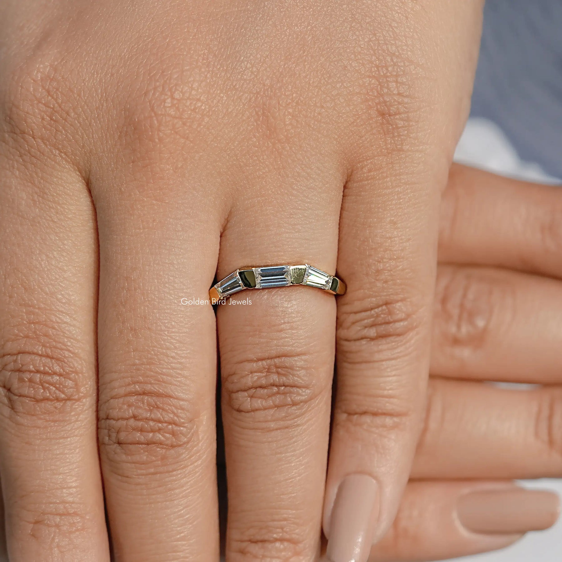 Baguette Cut Moissanite Three Stone Ring