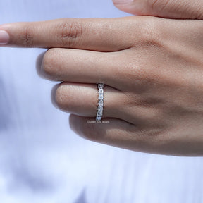 Baguette Cut Moissanite Half Eternity Wedding Band