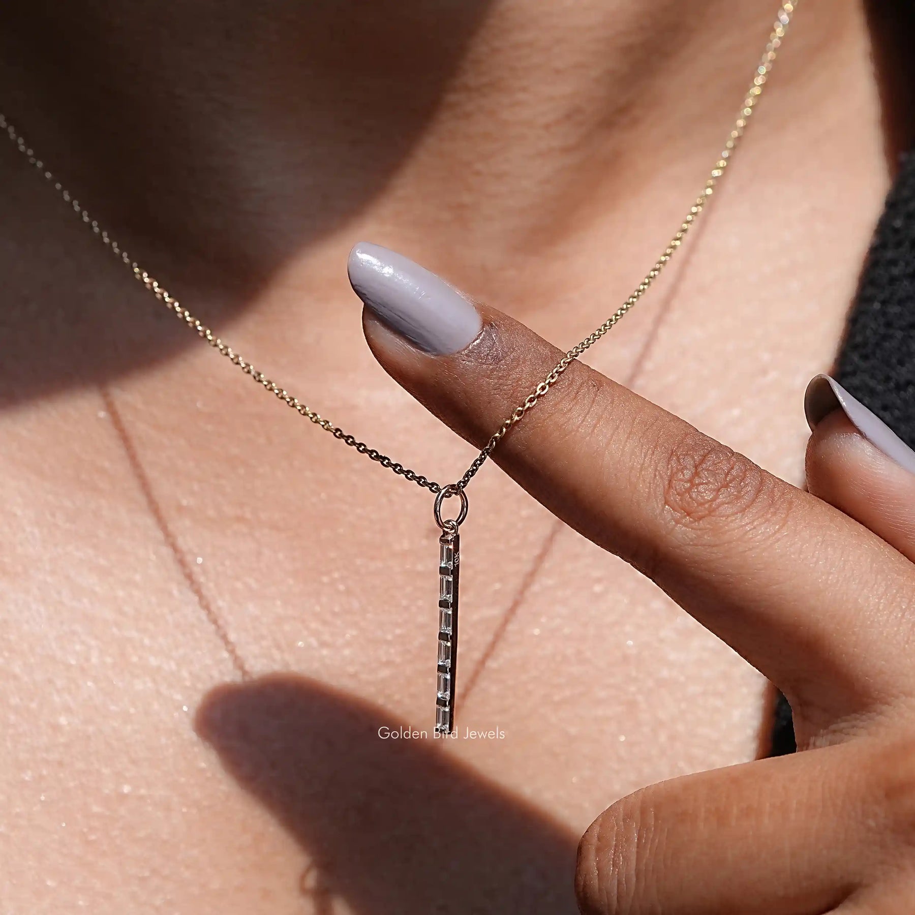 Moissanite bar necklace discount