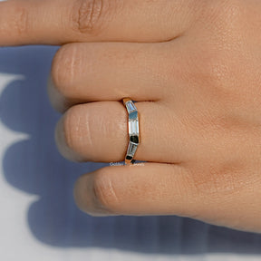 Baguette Cut Moissanite Three Stone Ring