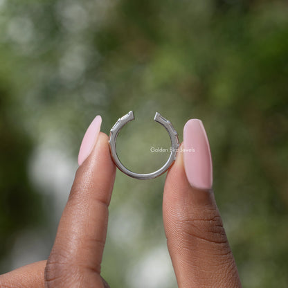 Baguette Cut Moissanite Open Gap Proposal Band