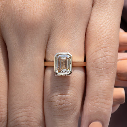 Emerald Cut Solitaire Moissanite Engagement Ring