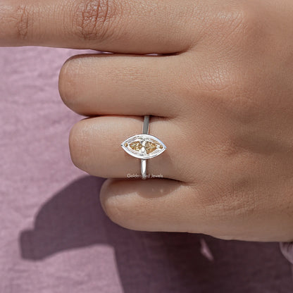Marquise Bezel Set Diamond Moissanite Ring