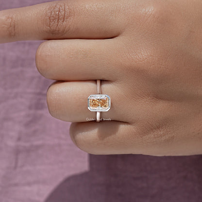 Radiant Cut Moissanite Diamond Bezel Set Ring