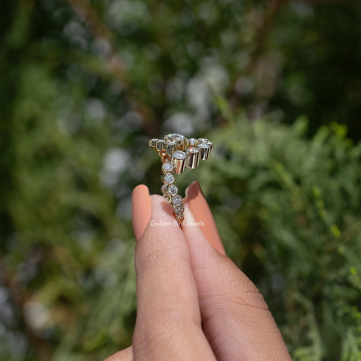 Round Cut Moissanite Spiral Engagement Ring