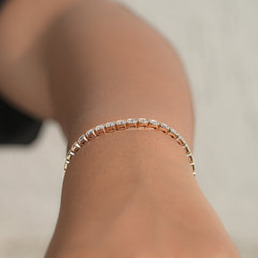 Bezel Set Asscher Lab Diamond Tennis Bracelet