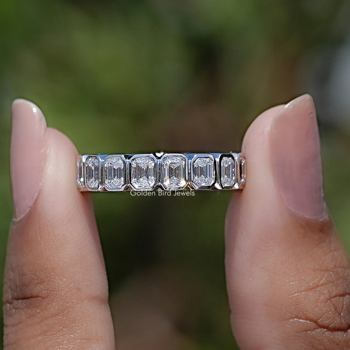 Bezel Set Emerald Cut Full Eternity Band