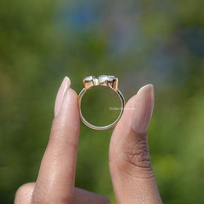 Bezel Set Pear Cut Lab Diamond Toi Et Moi Ring