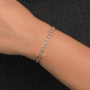 Bezel Set Pear Shaped Lab Diamond Tennis Bracelet