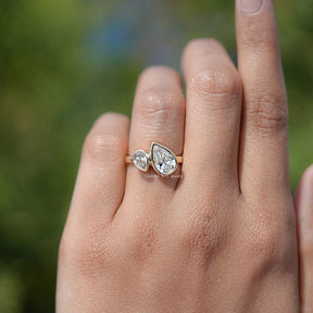 Bezel Set Pear Cut Lab Diamond Toi Et Moi Ring