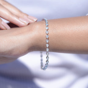 Pear Shaped Lab Diamond Bezel Set Tennis Bracelet