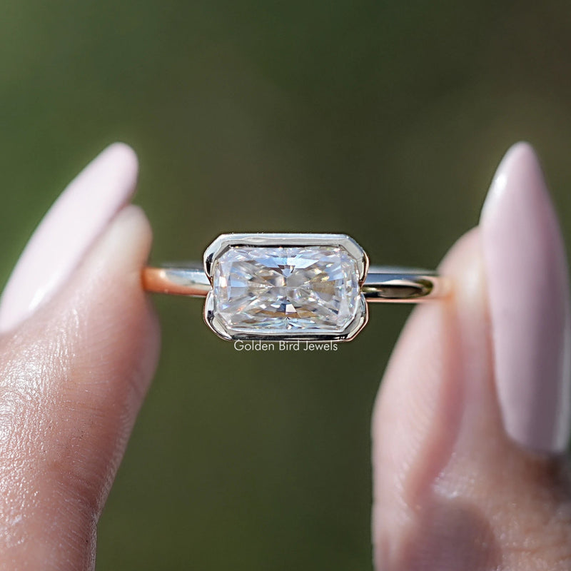 Bezel Set Radiant Cut Moissanite Solitaire Ring