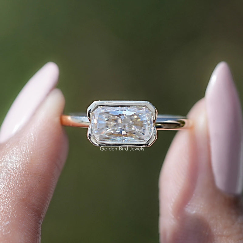 Bezel Set Radiant Cut Moissanite Solitaire Ring