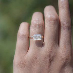 Half Bezel Radiant Cut Moissanite Solitaire Ring