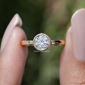 Bezel Set Round Cut Lab Diamond Solitaire Ring
