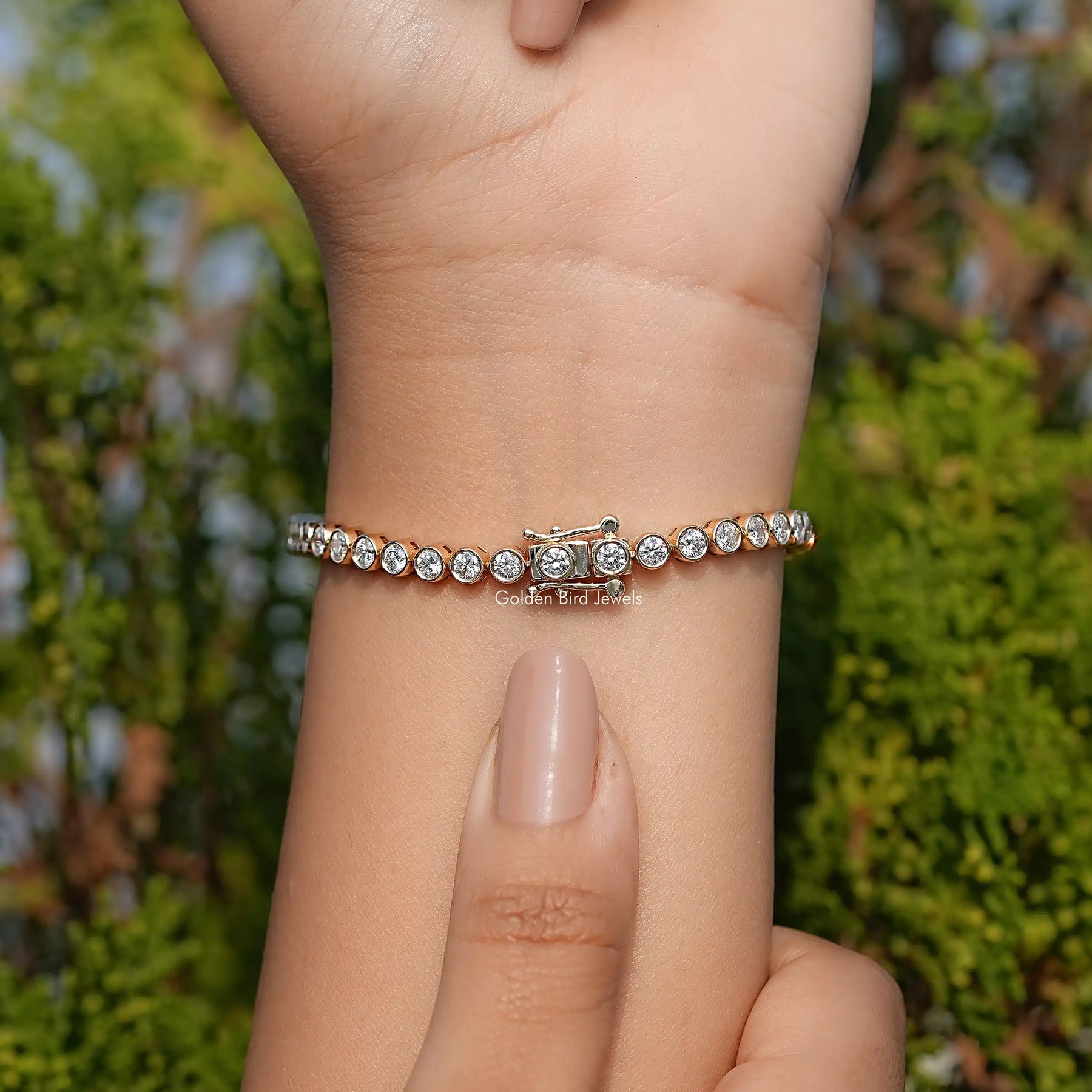 Bezel Set Round Cut Lab Diamond Bracelet