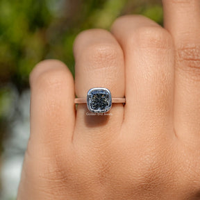 Bezel Set Square Cushion Moissanite Solitaire Ring