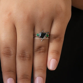 View of Kite Cut Moissanite Engagement Ring In finger