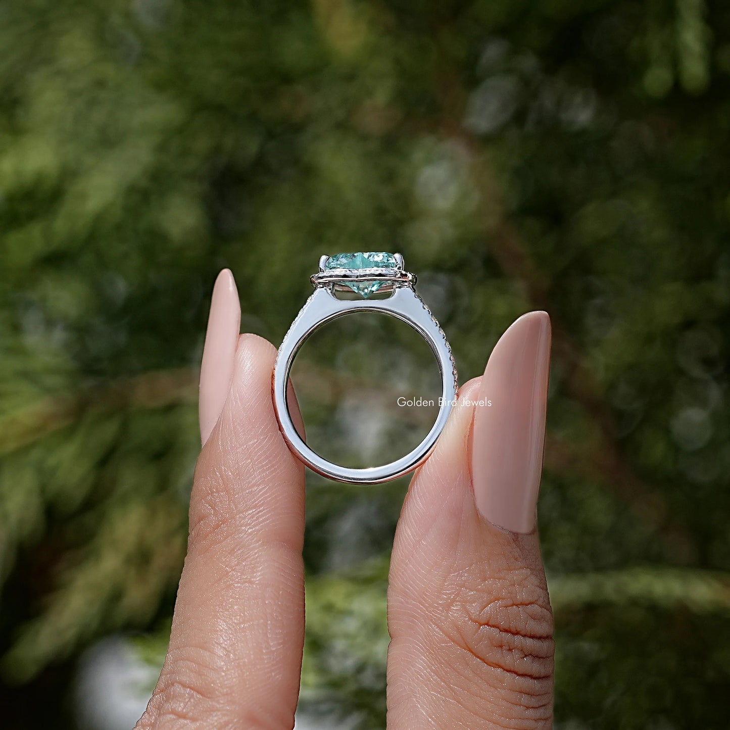 Heart Cut Blue Gemstone Accent Wedding Ring