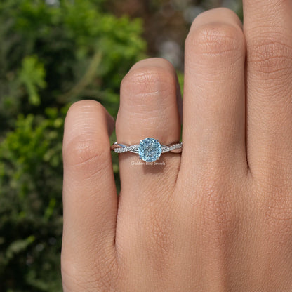 Aquamarine Round Cut Gemstone Ring