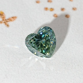 Blue Green Heart Loose Moissanite