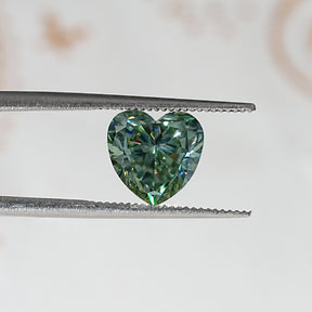 Blue Green Heart Loose Moissanite