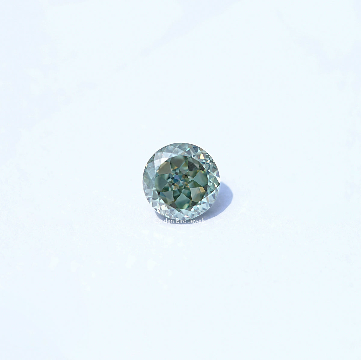 Blue Green Portuguese Cut Round Loose Moissanite