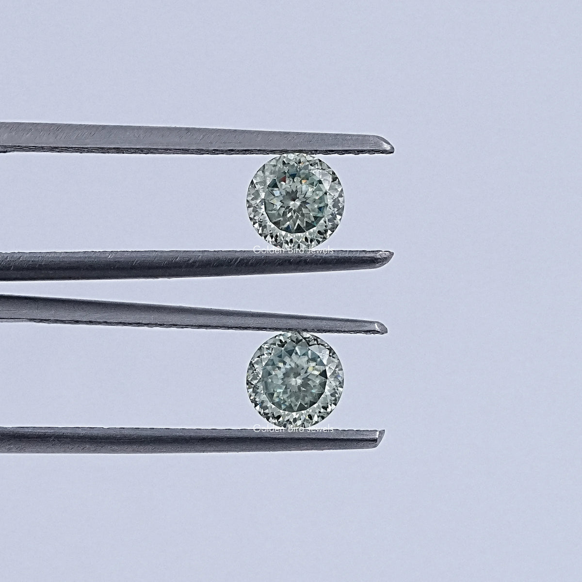 Blue Green Portuguese Cut Round Loose Moissanite Pair