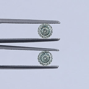 Blue Green Portuguese Cut Round Loose Moissanite Pair