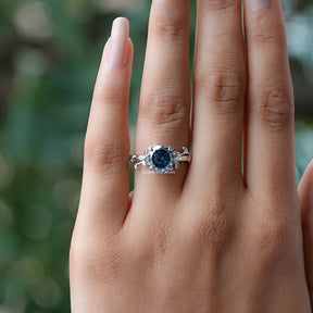 Detailed View Of Portuguese Cut Round Moissanite Ring