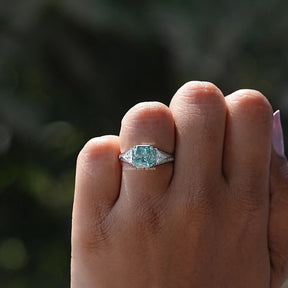 Detailed View Of Moissanite Radiant Cut White Gold Ring In White Gold