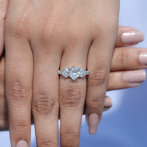 View of Oval Cut Lab Diamond Five Stone Ring In White Gold
