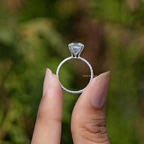 Asscher Cut Solitaire Moissanite Accent Ring