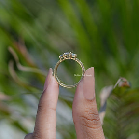 Emerald Cut Moissanite Accent Set Engagement Ring