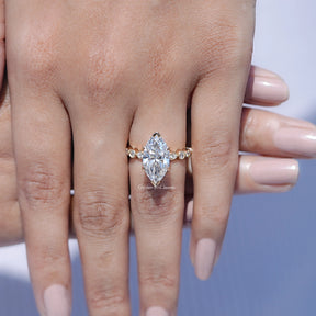 Marquise Cut Lab Diamond Accent Set Bridal Ring