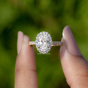 Oval Cut Lab Diamond Halo Engagement Ring
