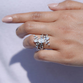 Oval Cut Moissanite Twisted Shank Bridal Ring Set