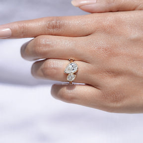 Bezel Set Pear Cut Lab Diamond Toi Et Moi Ring