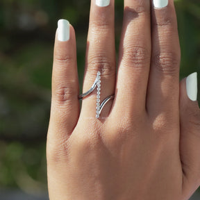 View of Round Cut Lab Diamond Bypass Ring In White Gold