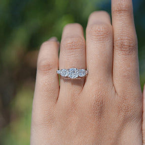 Square Cushion And Tapered Baguette Five Stone Ring