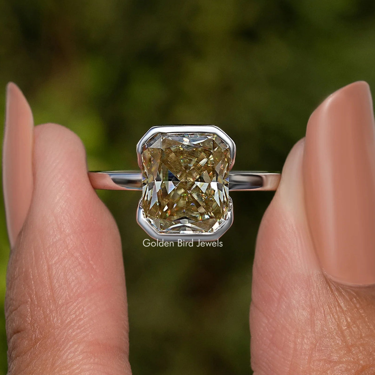 Canary Yellow Radiant Cut Moissanite Solitaire Ring