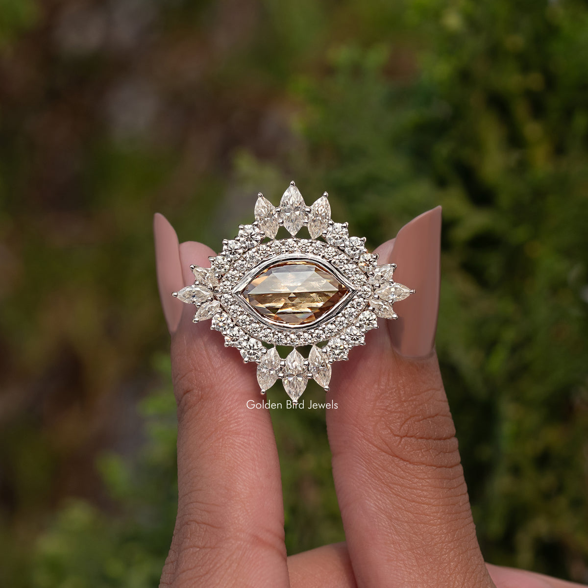 Champagne Marquise Cut Moissanite Vintage Ring